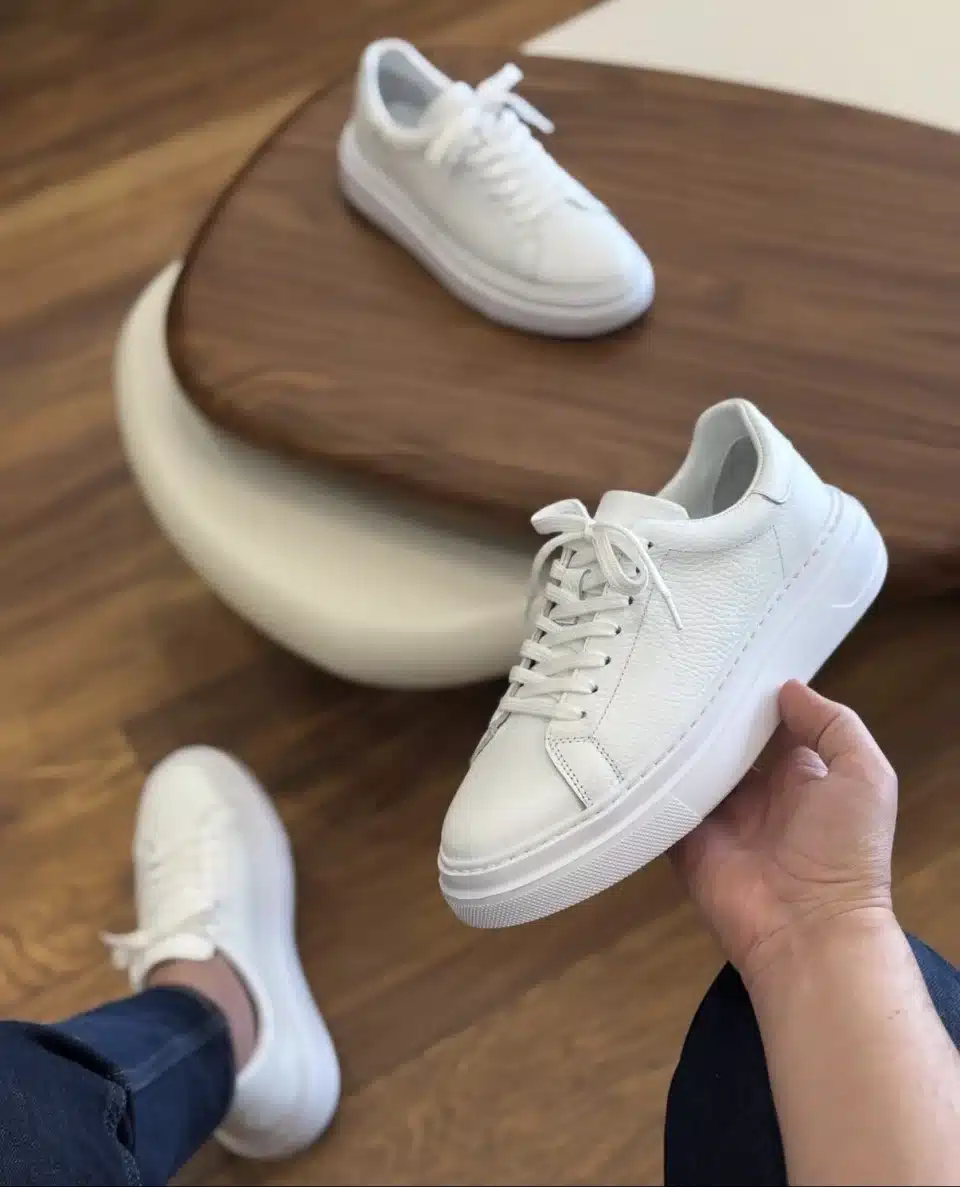 basket blanc cuir